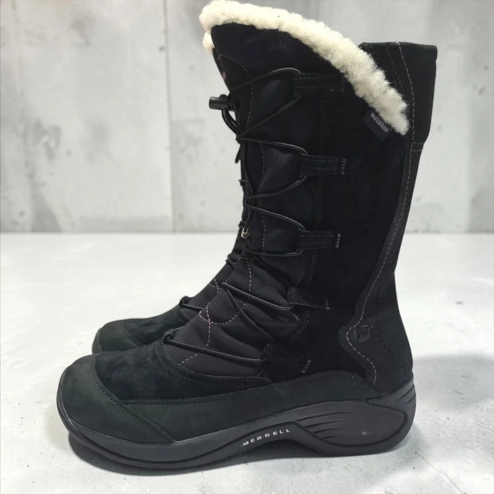 Merrell Encore Apex Waterproof Black Winter Boots Womens 8.5 Insulated J66642
